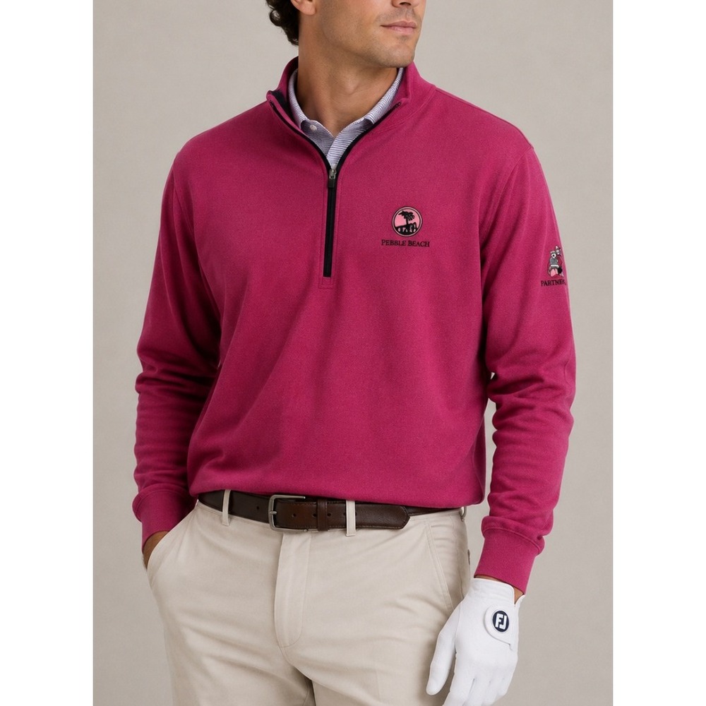 Straight Down Pebble Beach 1919 XL Magenta Heather Quarter Zip Partners N Pals